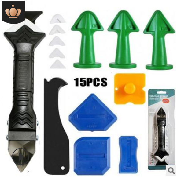 15 피스 세트 (3 녹색 고무 입 흰색 물집 3 1 금속 스크레이퍼 1 6 소프트 헤드 1 옐로우 스크레이퍼 4 음과 양 앵글 스크레이퍼) * 0.225