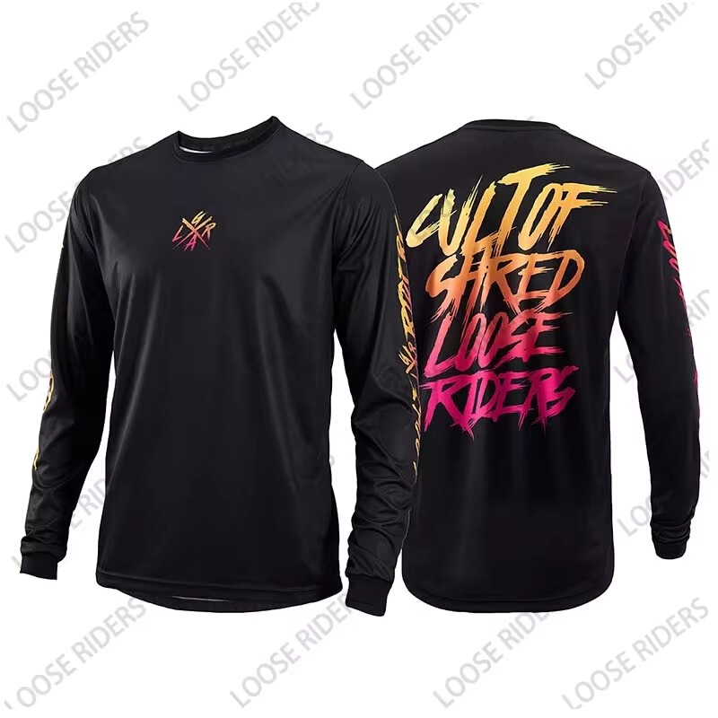 Loose-fitting men's MTB shirt for off-road endurance motorcycle downhill jersey, BMX mountain bike long sleeve