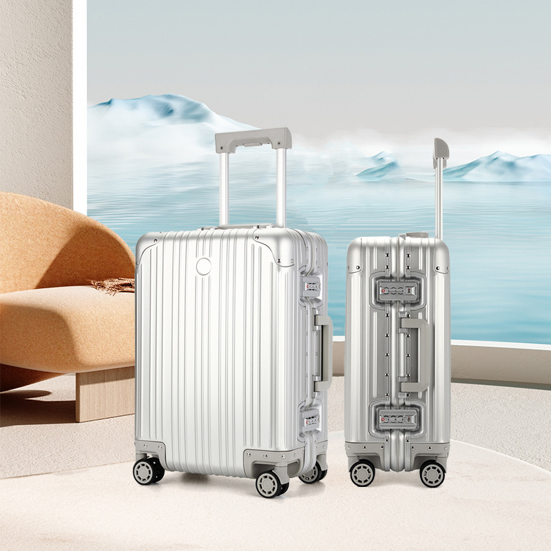 Vali xách tay hợp kim nhôm magiê cao cấp 19 inch cho doanh nhân — đen, bạc