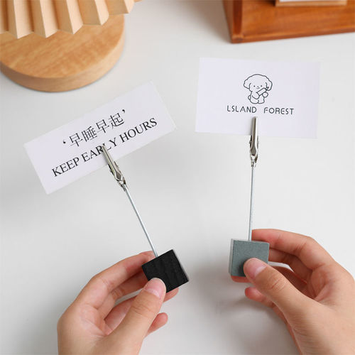 Simple ins light retro wooden note holder square photo holder ornament desktop vertical wood small message holder