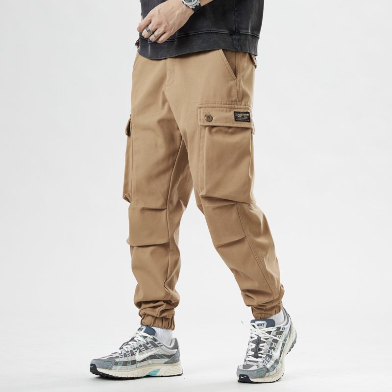 Men's Winter Fleece-Lined Thickened Cargo Jogger Pants Warm Casual Sports Pants Versatile Slimming Jogger Trousers