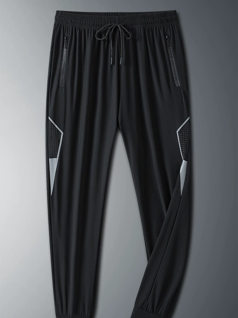 Ледяные брюки для мужчин летом тонкий быстрый сухой дышащий большой размер с длинными эластичные брюки повседневные спортивные штаны