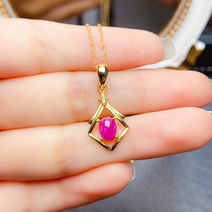 New natural ruby pendant S925 silver inlaid main stone 5*7mm Joker net red explosions women's jewelry wholesale