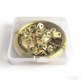 图片挂线套件10米黄铜挂线和30个铁制D环悬挂五金展示三色金属线