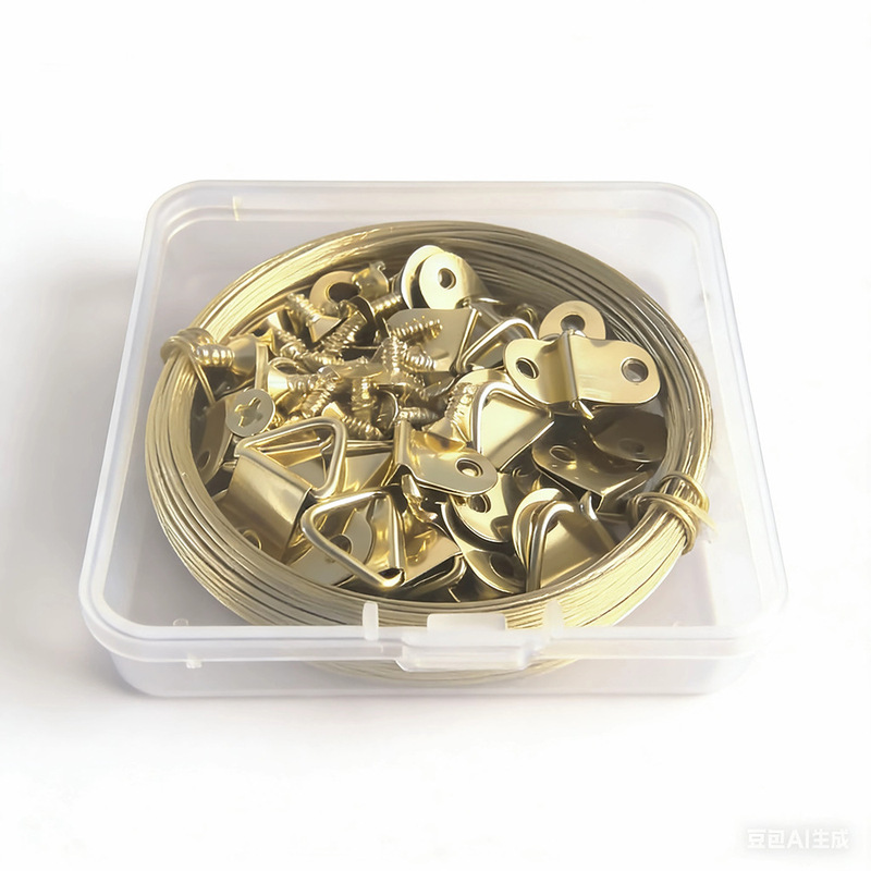 Picture Hanging Wire Kit 10m Brass Hanging Wires and 30 Iron D-Rings for Hanging Hardware Displays with Three-Color Metal Wires