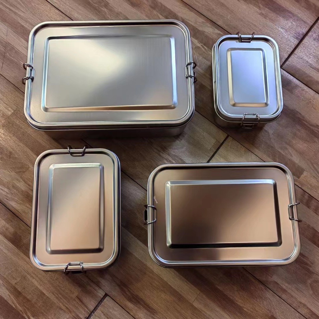 Fiambrera de acero inoxidable 304 al por mayor transfronteriza, caja de almuerzo de horno microondas, caja de almuerzo con hebilla, caja de almuerzo al aire libre de cantina