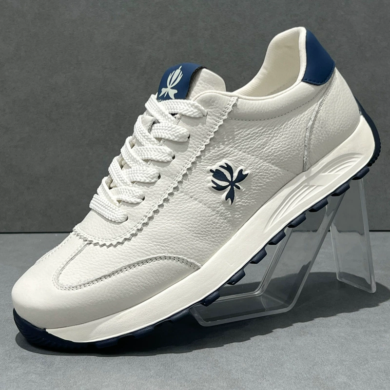 Агамская обувь мужская весна новая кожаная ткань повседневная обувь дышащая дикая сплайная обувь мягкая подошва нескользящая спортивная обувь