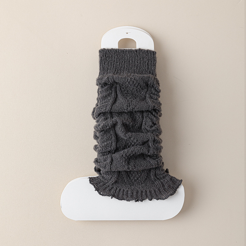 Women's autumn and winter solid color straight tube warm, sweat absorption, deodorant breathable y2k mid-tube knitted leg cover_voghion.com