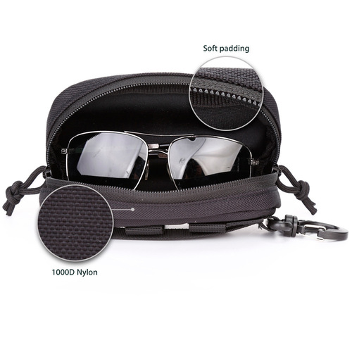 Tactical nylon hard shell glasses case with Molle system, protective case, accessory bag, sunglasses bag, factory direct sale
