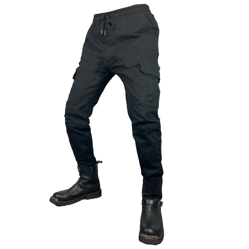 Pantalones de carreras de motocicletas de los hombres de la motocicleta pantalones anti-caída de tobillo atado casual multi-bolsa ropa de trabajo pantalones de montar jeans rodilleras