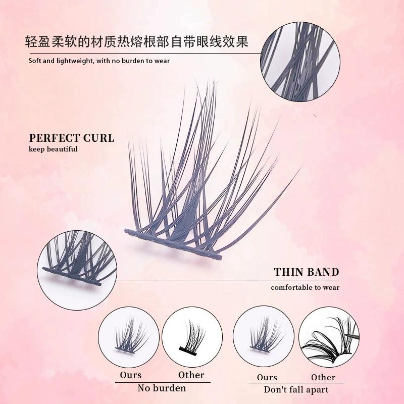 False Eyelash Clusters, Dense European Style, Separate Tufts, D-3–D-7 Options