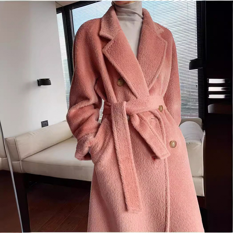 活动批发价】新款羊绒大衣女中长款100苏力羊驼毛冬季厚毛呢外套