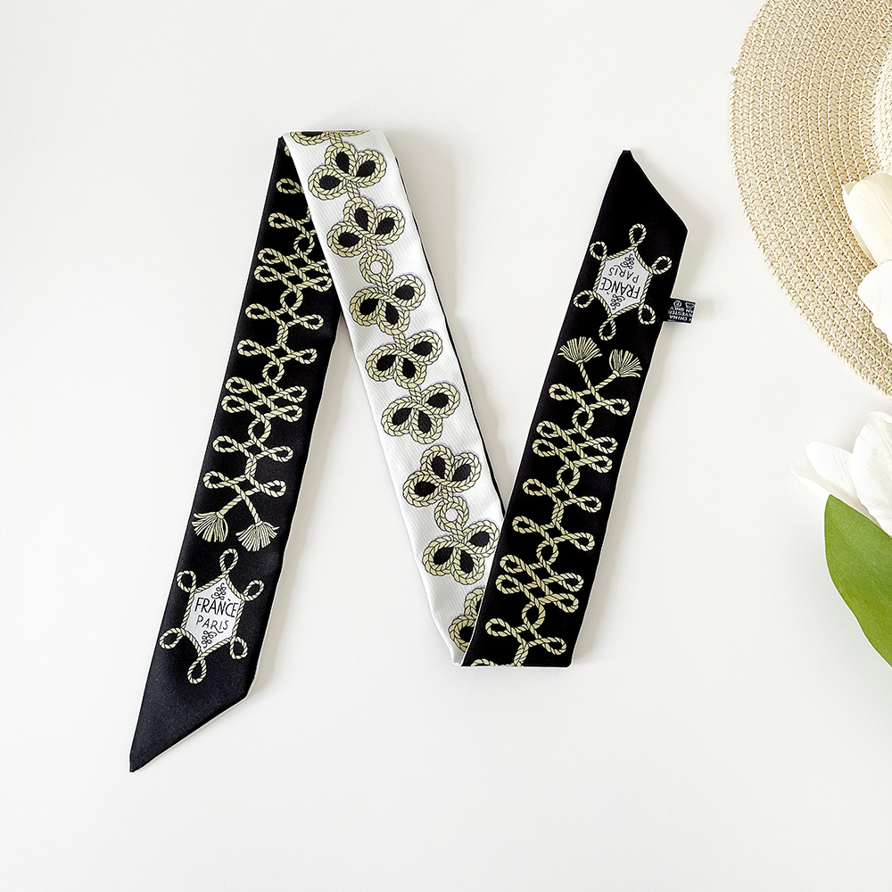 Women's Elegant Retro Printing Bag Satin Silk Scarf display picture 24