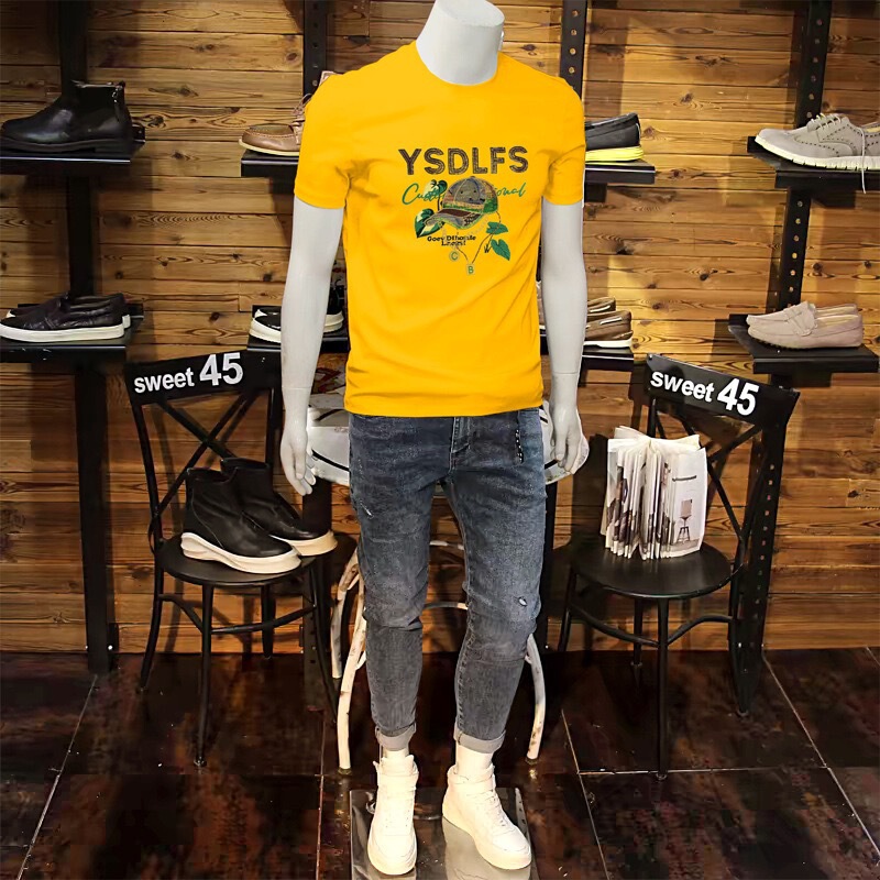 High-End Heavy-Duty Sequin Embroidered Hat T-Shirt Men's Short-Sleeved Round Neck Shirt Summer 2025 New Men's Trendy T-Shirt