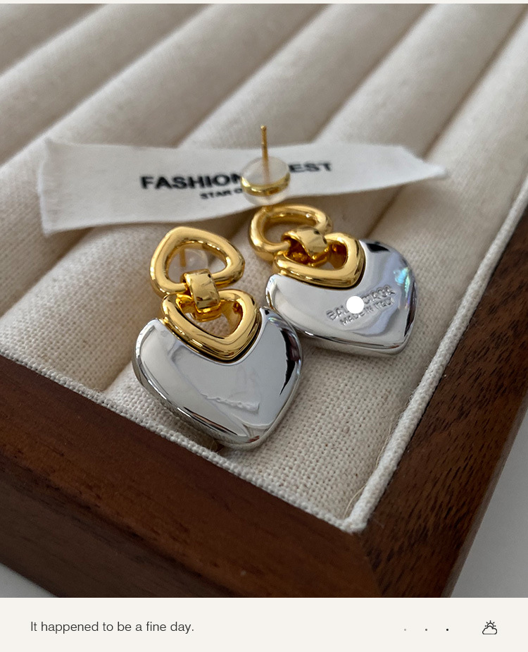 1 Pair Quantity Holiday, Daily Occasion 1 Pair Simple Style Heart Shape Plating Copper Alloy 18k Gold Plated Earrings