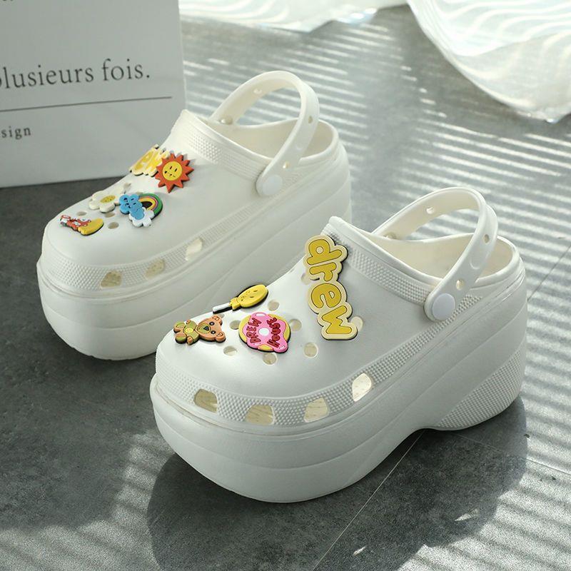 2025 Summer New Style Height-Increasing Thick-Soled Cute DIY Clogs for Women, Platform Beach Shoes, Casual Sandals, Ins Style 2025 Summer New Style Height-Increasing Thick-Soled Cute DIY Clogs for Women, Platform Beach Shoes, Casual Sandals, Ins Style