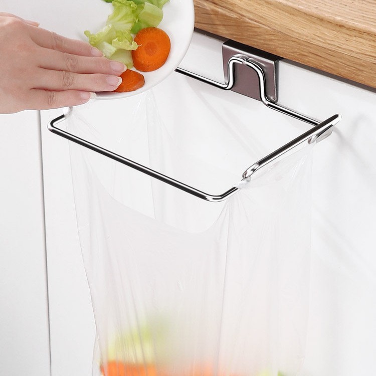 Kitchen Trash Rack, Household Wall-Mounted Door-Hanging No-Drill Trash Bag Holder, Bathroom Trash Can Storage Rack