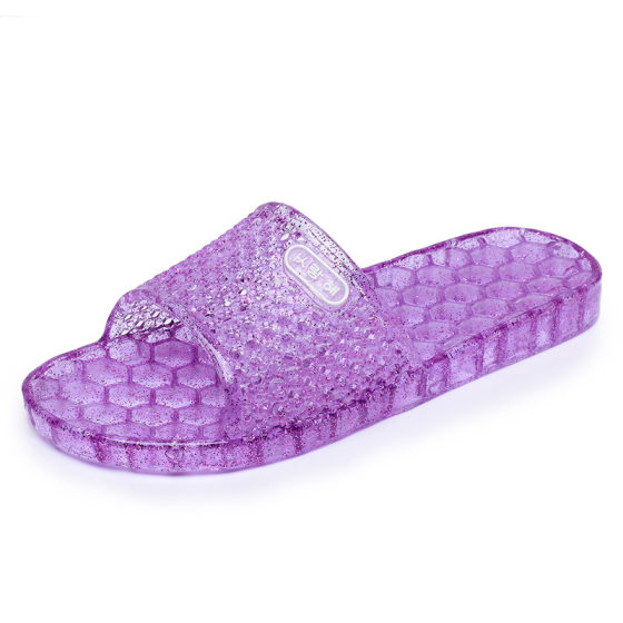 Transparent crystal slippers women's summer home sandals jelly shoes flat heel soft bottom plastic shiny slippers