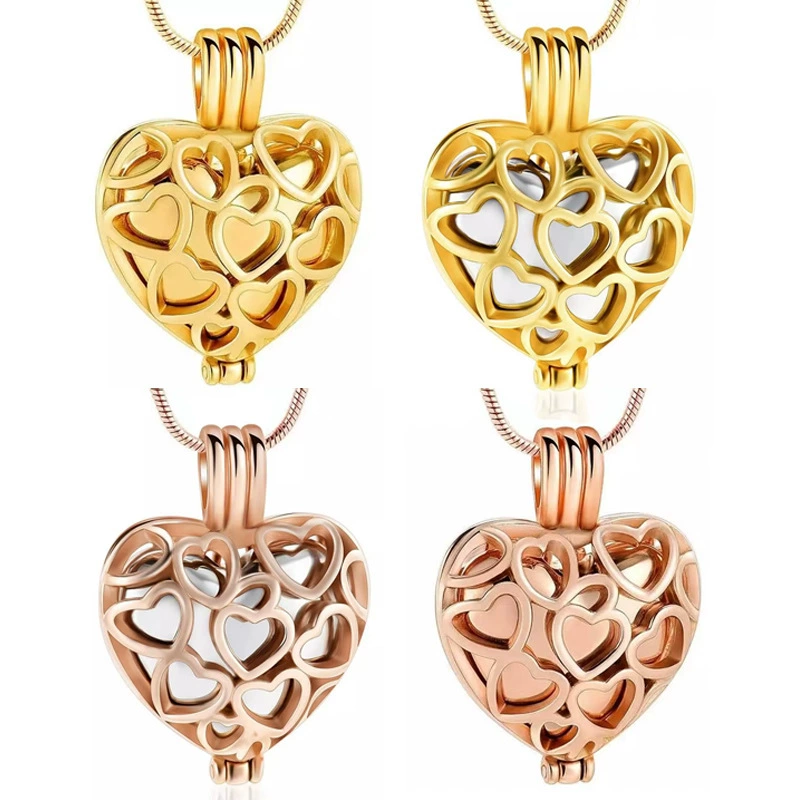 Кулон-урна для праха в форме сердца с двойным вырезом, из нержавеющей стали, открывающийся, для любимого питомца, для внешней торговли