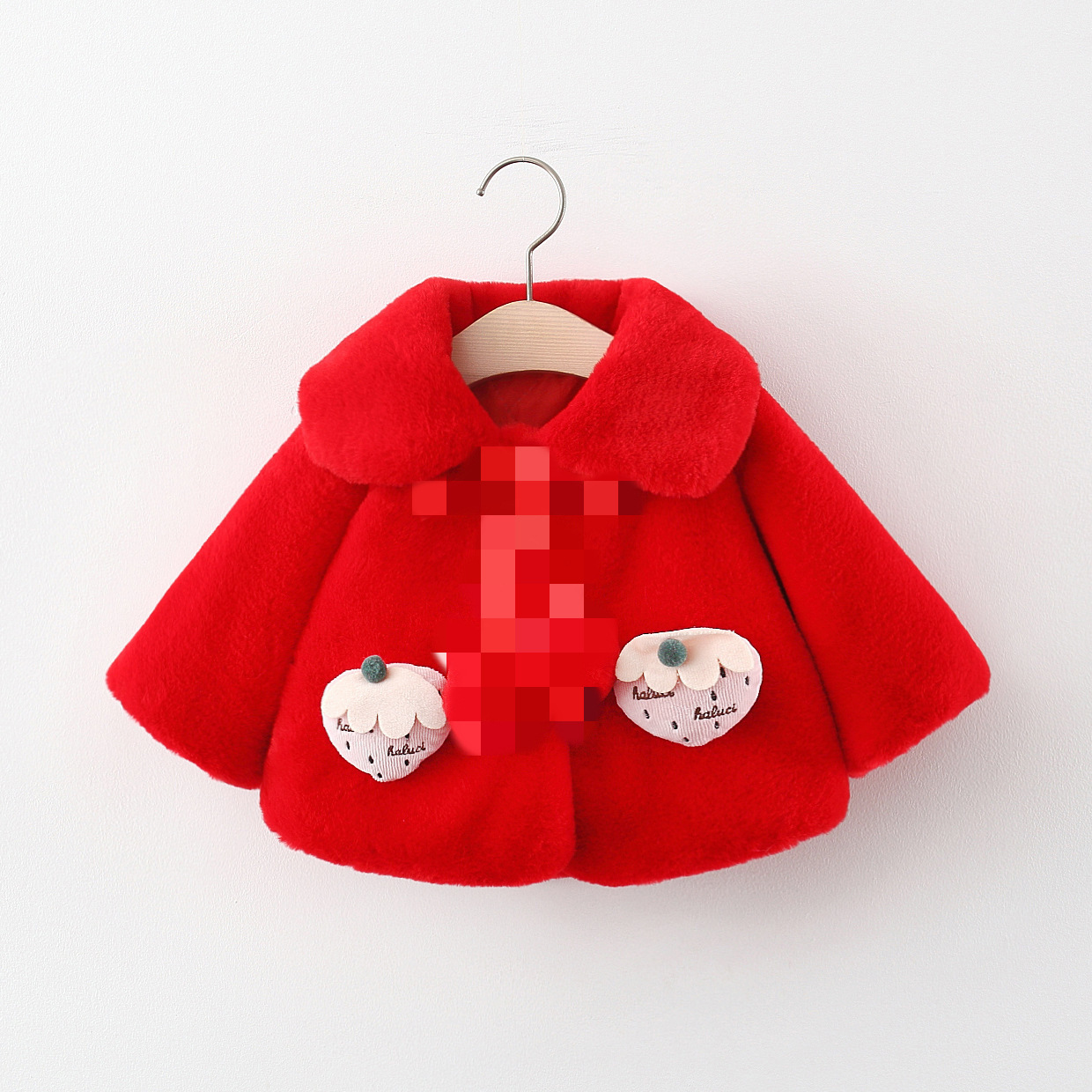 Bebé Otoño e Invierno dulce fresa estilo occidental abrigo bebé Red de los niños estilo coreano rojo media manga chal Outwear