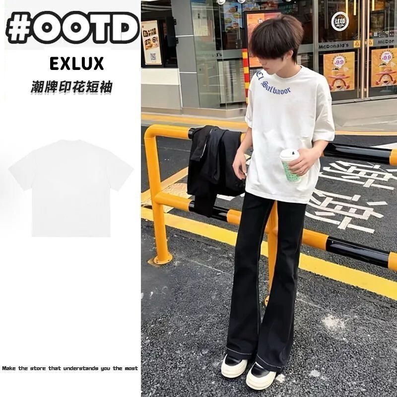 American-Style Heavyweight Pure Cotton 280g High Street Clothing Men's Short-Sleeve T-Shirt Couple Loose Retro Trendy Men's Fashion Half-Sleeve Ins