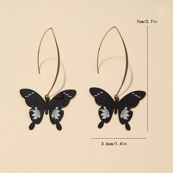 Fashion Simple Printed Black Butterfly Alloy Earrings Wholesale display picture 1