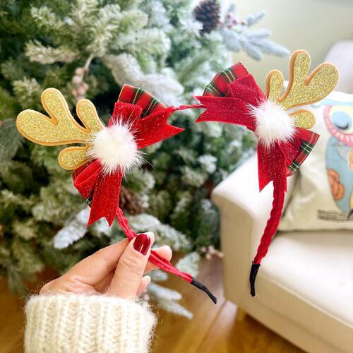 Christmas headband hair accessories new super fairy antlers bow headband Christmas holiday sweet and cute headband jewelry