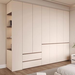Solid Wood Wardrobe Household Bedroom Small Apartment Cream Segmented Wardrobe Multi-layer Solid Board Cabinet