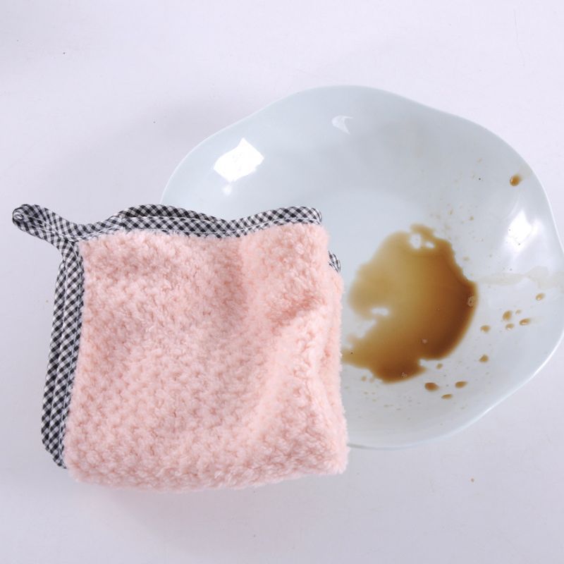 Wholesale Pineapple Wood Cloth Coral Fleece Hanging Handkerchief Hand Towel Non-oil Cleaning Cloth Kitchen Dishwashing 