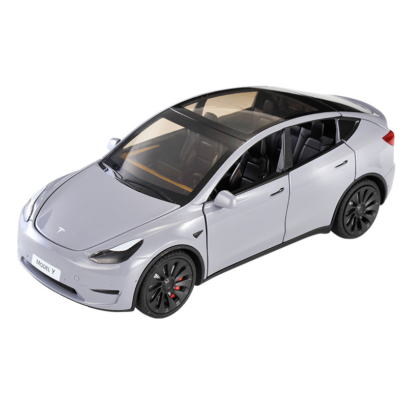 Modelo de coche de aleación XLG 1:24 Tesla MODELY Tire hacia atrás el sonido y la luz 6 Puerta Abierta modelo de coche de juguete colección de decoración