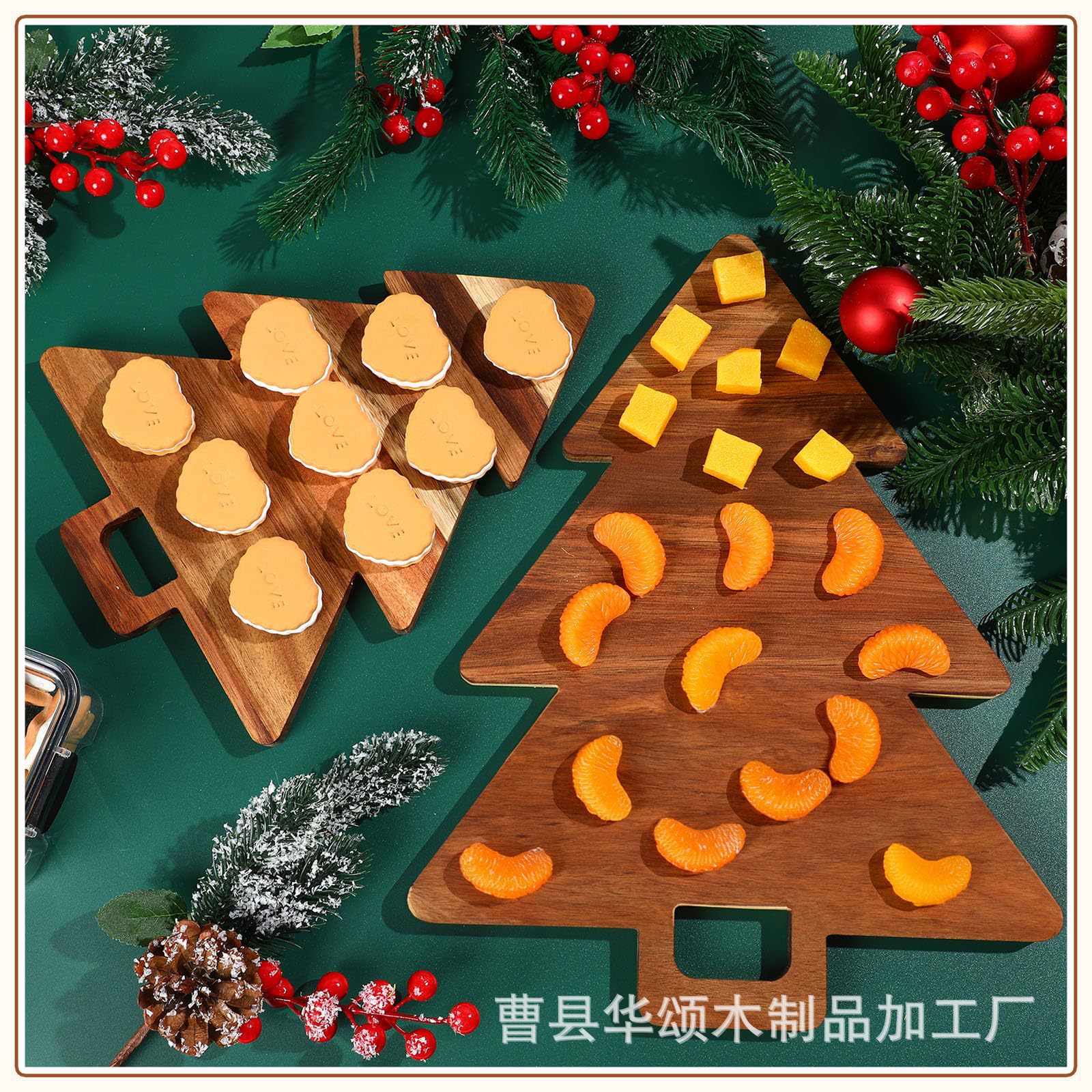 Tabla de cortar de madera creativa tabla de cortar de árbol de Navidad hogar tabla de cortar de frutas y verduras pan merienda bandeja de madera