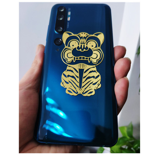 Wholesale Buddhist cultural pattern metal phone sticker with Six Syllables of True Words and Four Great Gods metal desk sticker