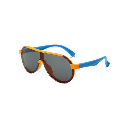  New Model One-Piece Children's Sunglasses Classic Pilot Frog-Eyed Glasses Large Frame for Boys and Girls Sunshades
