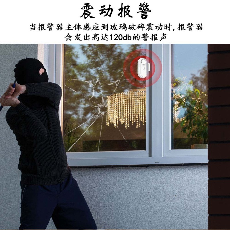 跨境热销门窗分离撞机警告器可调震动灵敏度振动门磁双防范报警器|undefined