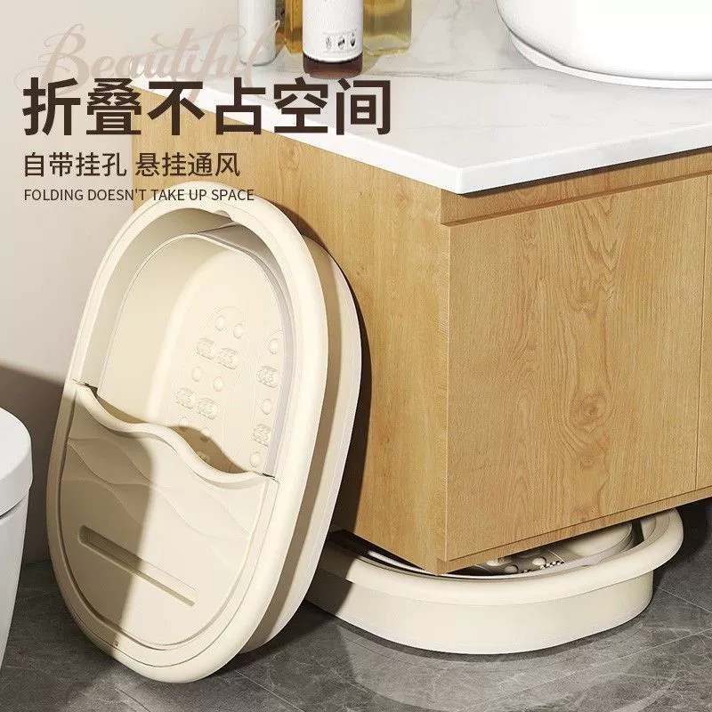 Foldable handheld tub for home use, thermos, massager, increased thickness
