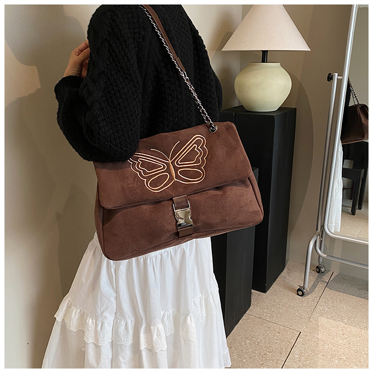 Nuova borsa a tracolla con catena monospalla di grande capacità, borsa da donna, borsa a tracolla con farfalla ricamata, borsa Maillard_voghion.com
