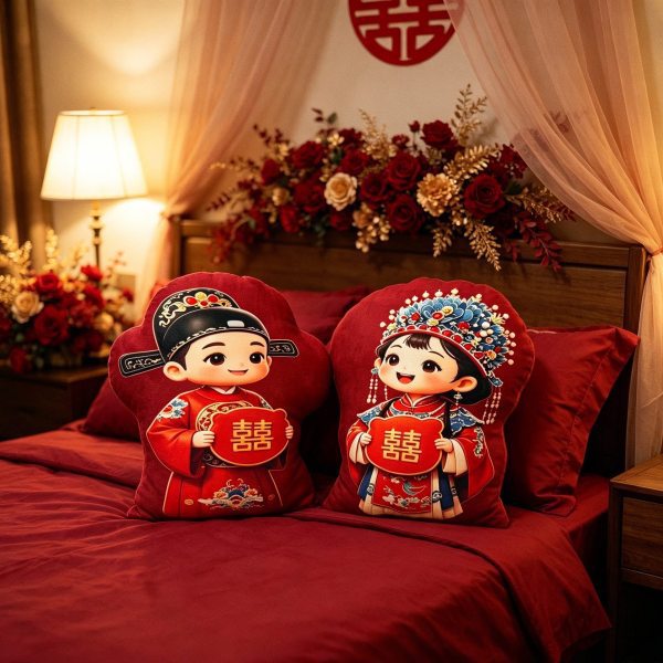 Suministros de la boda cama presionando muñeca un par de regalos de boda muñeca de la boda nacimiento temprano almohada del bebé decoración de la habitación de la boda