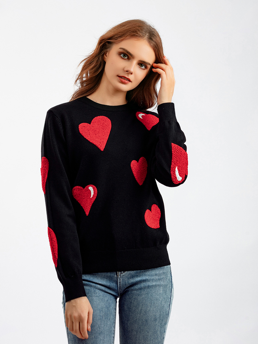 Women's Sweater Long Sleeve Sweaters & Cardigans Casual Simple Style Heart Shape display picture 3