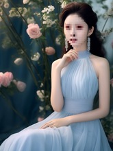 桔梗法式高端精致超好看显瘦气质蓝色雪纺连衣裙子2024新款女夏季