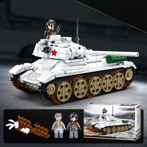 Small Lu Ban B0678-0981 World War II Series T34/85 Tiger King Tank D-Day Model Building Block