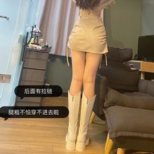 厚底女2022膝不过切尔西靴口网红瘦瘦靴白色V新款骑士靴秋冬高筒