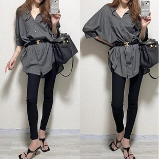 in stock Japanese 2024 Summer Draped Lazy Style Top Fashionable Outer Wearing Long Sleeve Loose Shirt