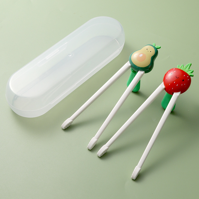 호랑이 입 연습용 젓가락 + 보관함 [아보카도 + 딸기]