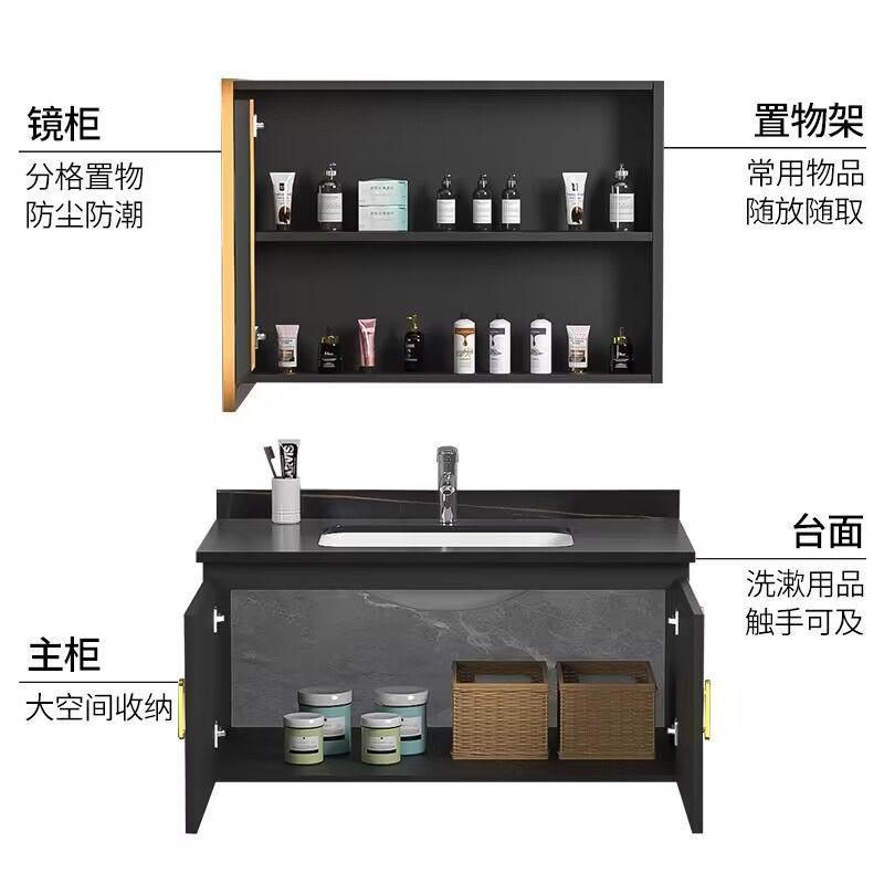 Espacio aluminio tocador tocador tocador tocador armario integrado tabla de roca encimera lavabo lavabo mueble de baño mueble de baño
