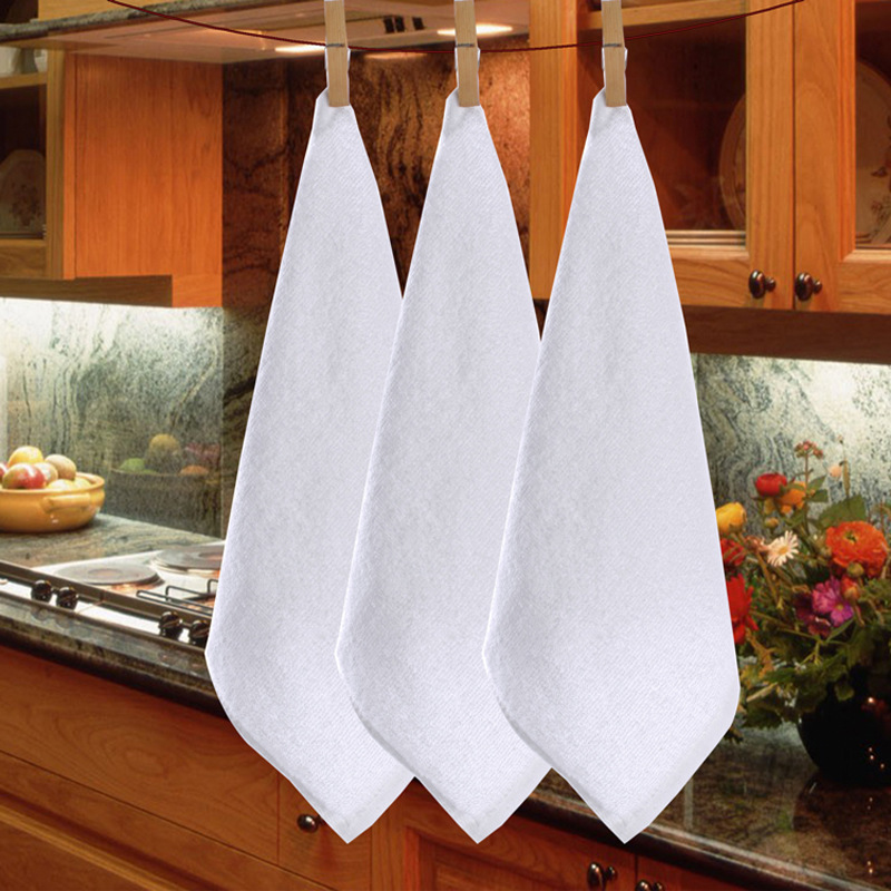White Thickeneded Small Square Towel Cotton Square Towel Kindergarten Restaurant Kitchen Hand Rag Dish Towel Small Towel
