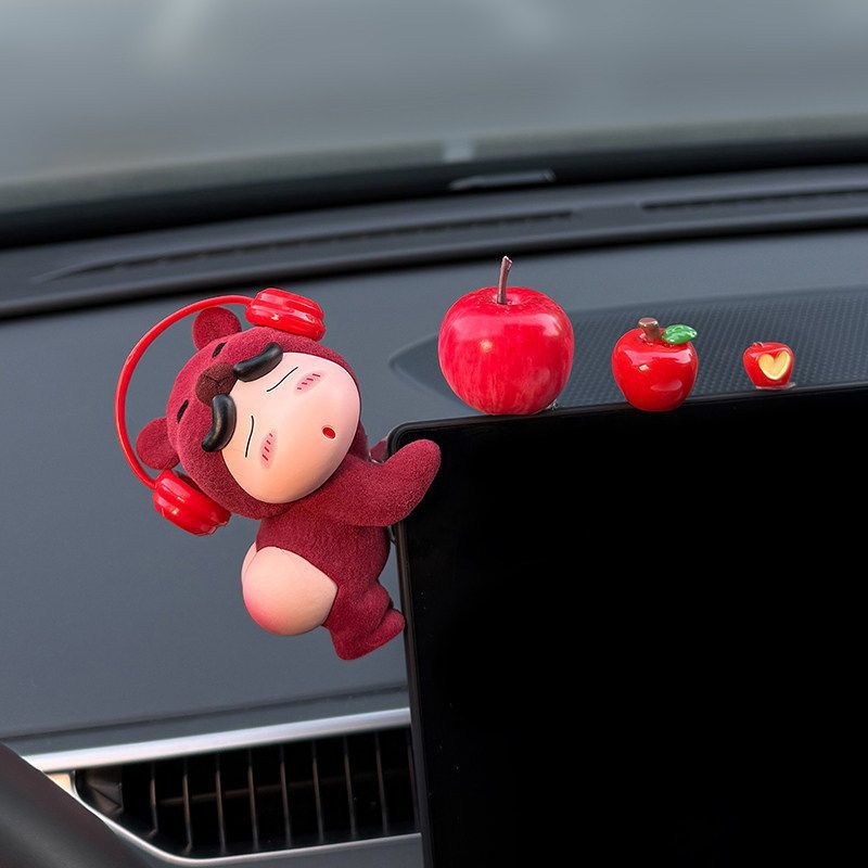 New Crayon Shin-Chan Car Screen Ornament, Plush Shin-Chan Interior Decoration, Car Dashboard Screen Decoration for Good Fortune