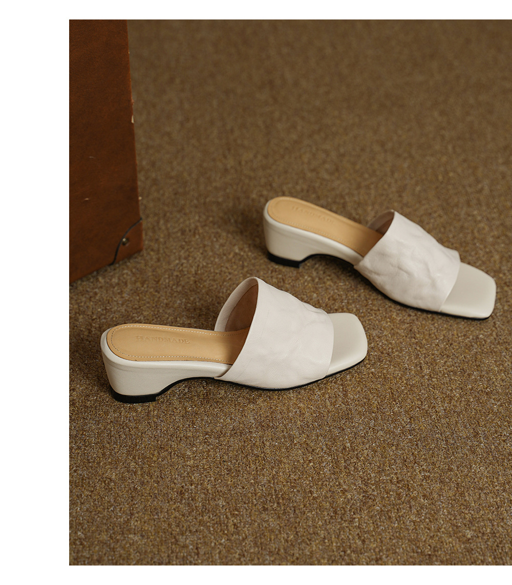 Sandal nữ da cừu lộ ngón chân quai chữ V phong cách Hàn Quốc — đen chi tiết 13