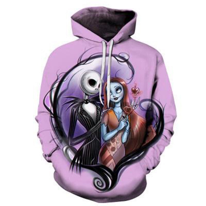 Autumn and Winter Style Christmas Horror Short-Sleeved Night 3D Printed Men's and Women's Hooded Sweatshirt Halloween Pullover Sweatshirt