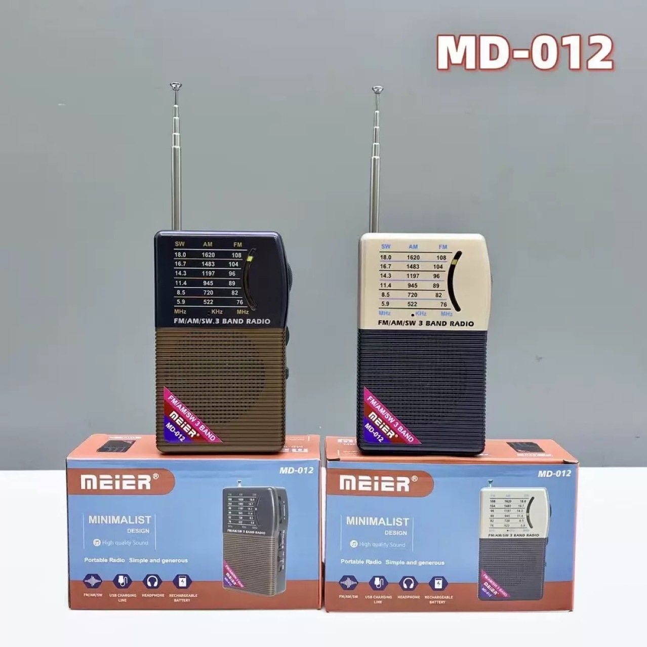 Transfronterizo nuevo retro portátil mini radio con antena AM/FM banda completa ruleta FM radio 012