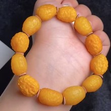 天然琥珀蜜蜡海漂籽手串 原汁原味 蜡质饱满 器形漂亮 完美品质M